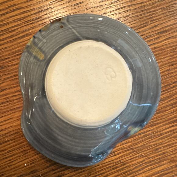 Studio Art Pottery Spoon Rest Bowl Dish Blue Gray Ocean Abstract Glazed Earthy - Picture 6 of 16